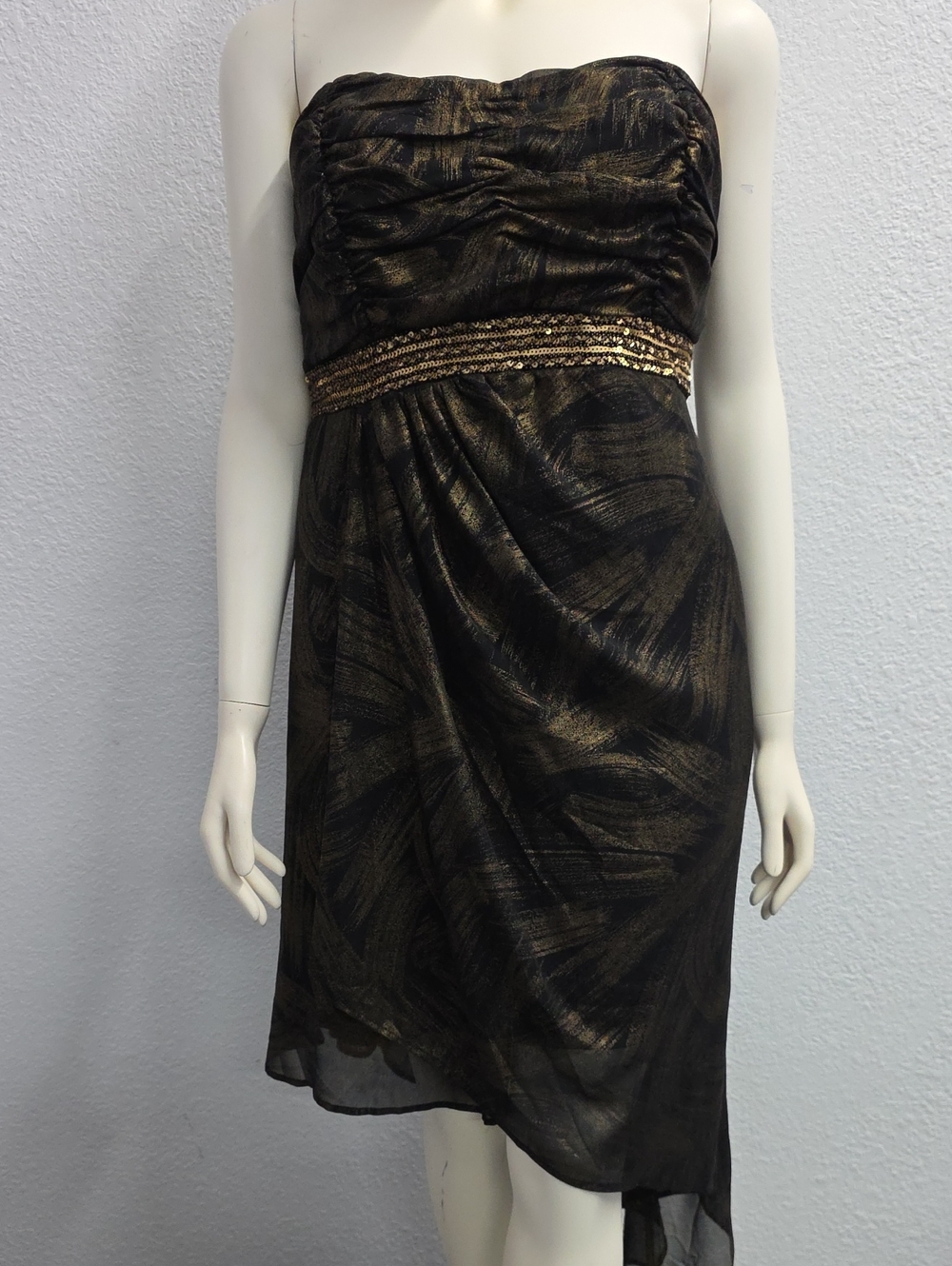Torrid Premium Gold Black Chiffon Strapless Cocktail Dress Size 22